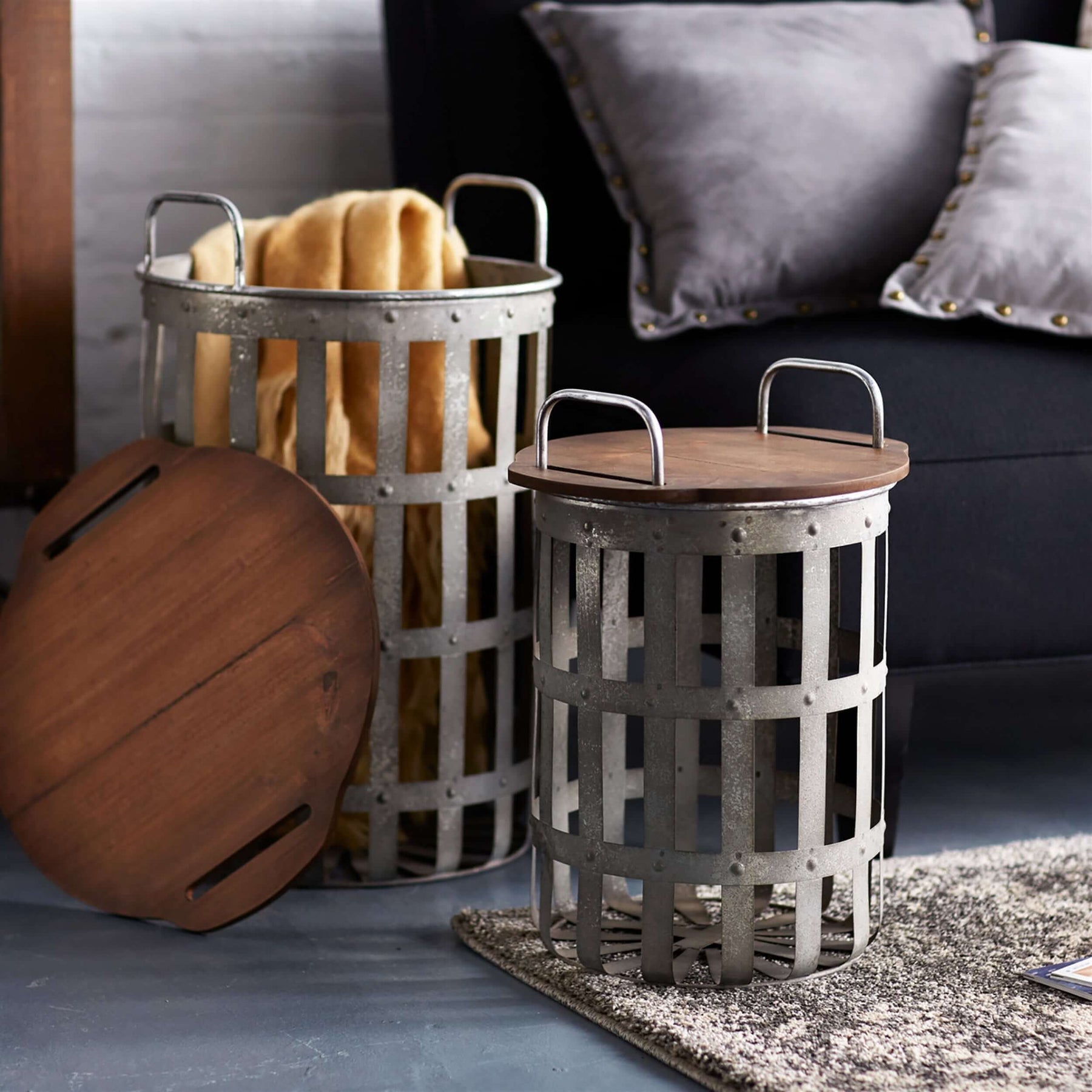 Rustic Table Storage Rustic Basket Storage Tables | Vintage Furniture – Vintage Shopper