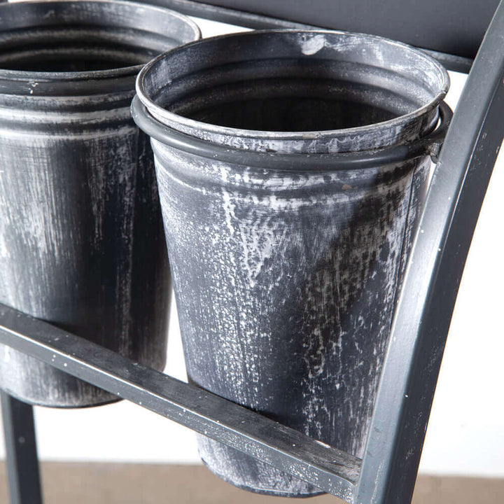 Rustic Organizer Rack with Containers and Chalkboard