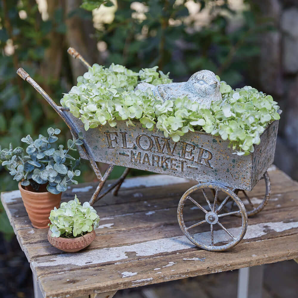 Rustic Vintage Garden Flower Market Wheelbarrow