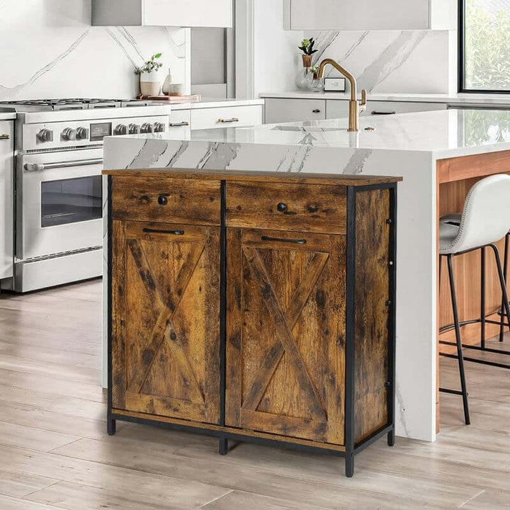 Rustic Farmhouse Tilt Out Trash Cabinet in modern kitchen setting