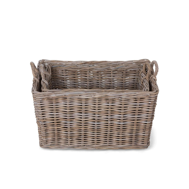 Rattan Woven Storage Baskets, 37"L & 32"S w/ Casters