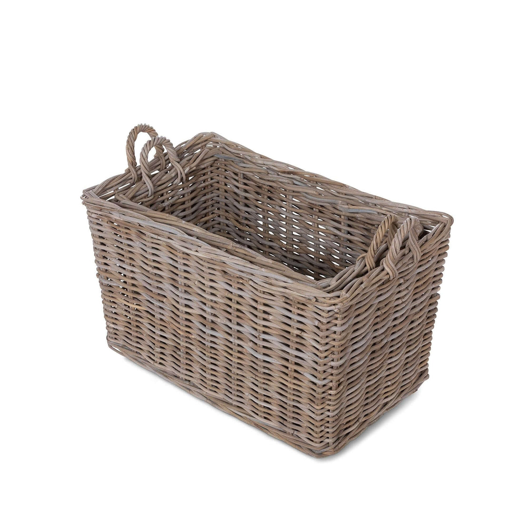 Rattan Woven Storage Baskets, 37"L & 32"S w/ Casters