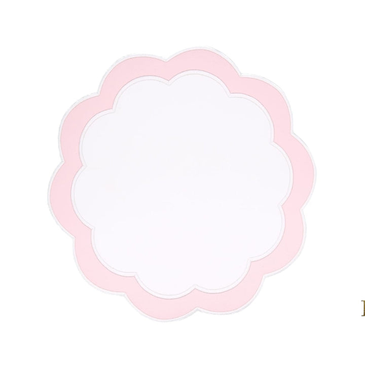SERENITY WHITE & PINK SCALLOPED FAUX LEATHER PLACEMAT (Set Of 4)