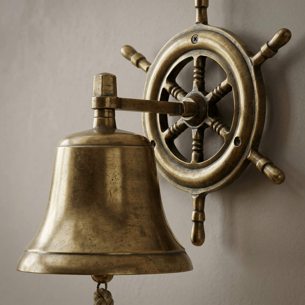 Brass Ship’s Wheel Wall Bell