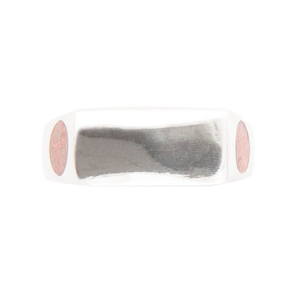 Signet Orange Sponge Coral and Sterling Silver In The Hole Ring