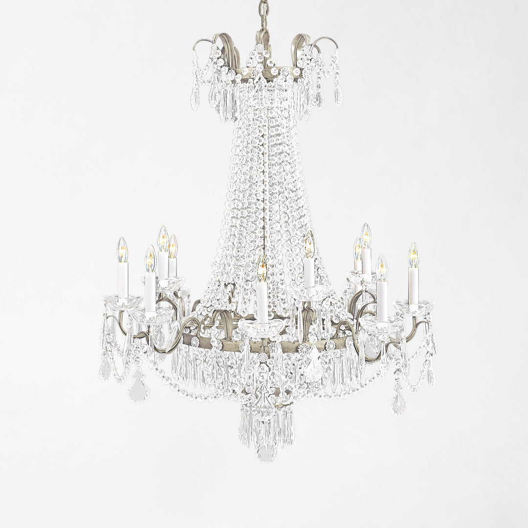 Antique Gold and Crystal Empire Chandelier