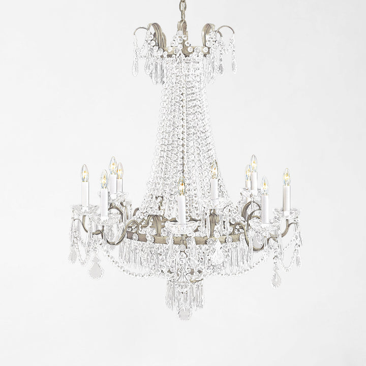 Antique Gold and Crystal Empire Chandelier
