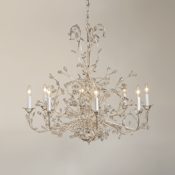 Italian Handcrafted Silver and Crystal Vine Chandelier