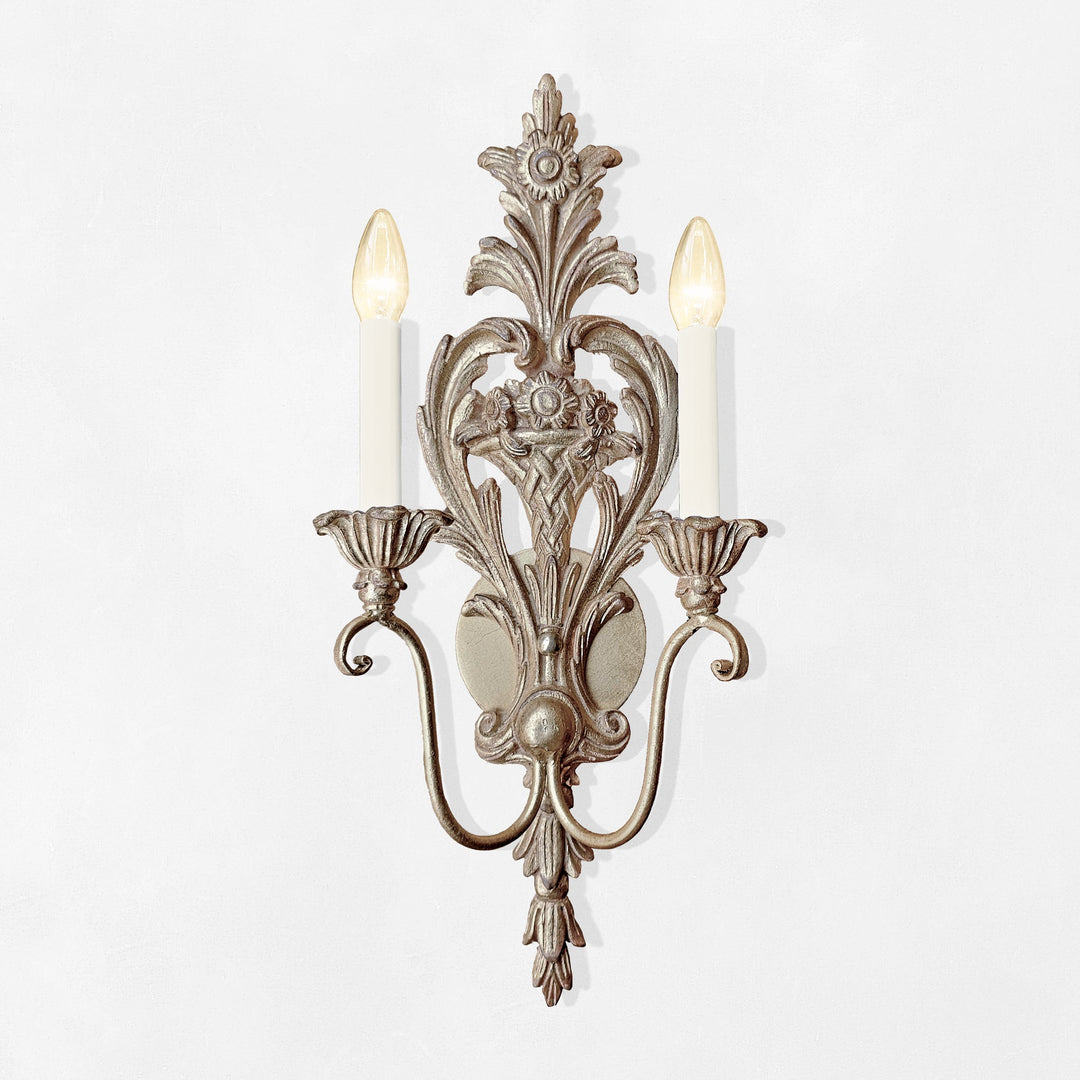 Antique Silver Leaf Italian Wall Sconce
