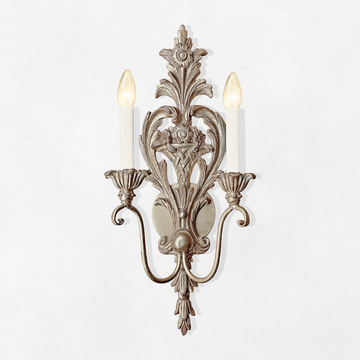 Antique Silver Leaf Italian Wall Sconce