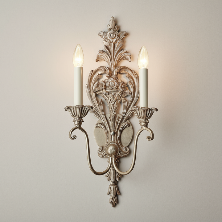 Antique Silver Leaf Italian Wall Sconce