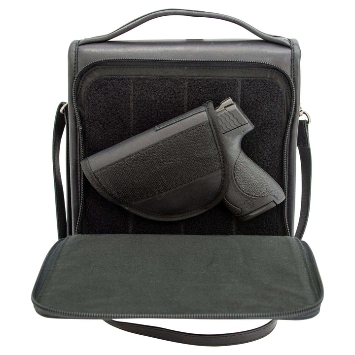 Smith & Wesson Vintage Crossbody Concealed Carry Purse in black leather with secured holster