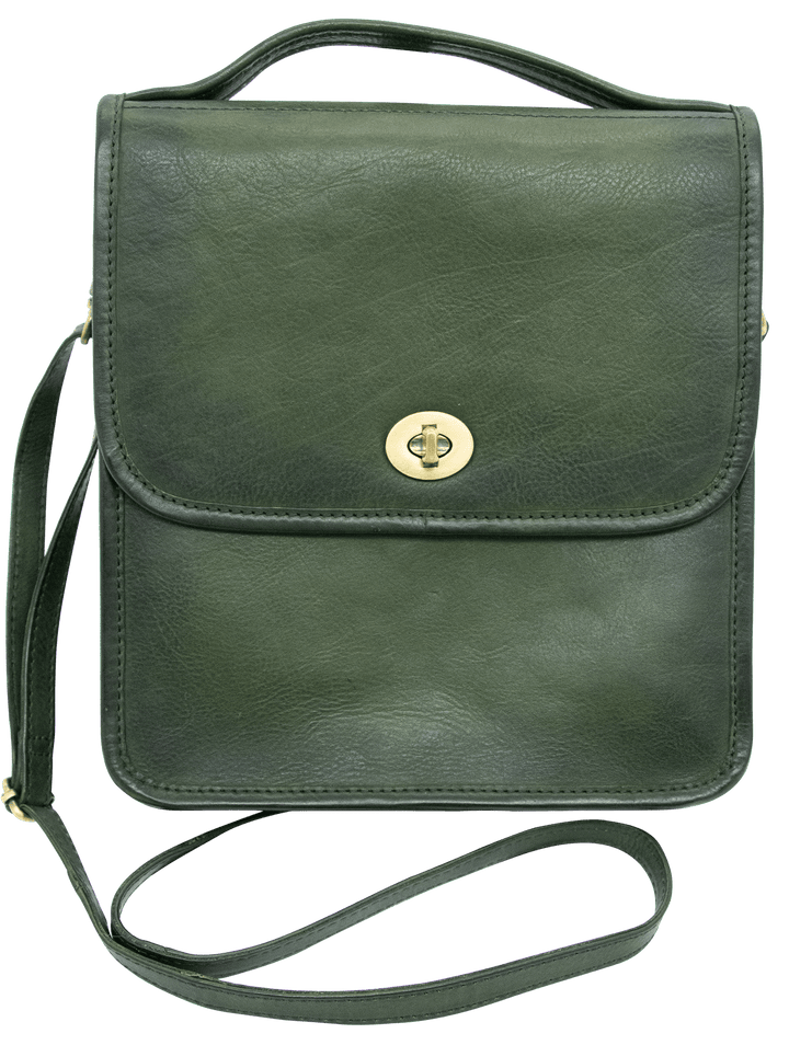 Smith & Wesson Vintage Crossbody Concealed Carry Purse in green leather with nickel hardware