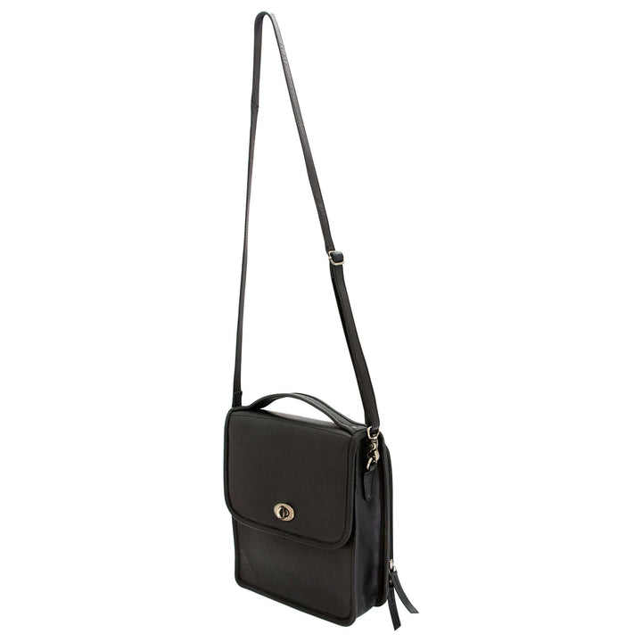 Smith & Wesson Vintage Crossbody Concealed Carry Purse in black leather with adjustable strap and clasp closure.