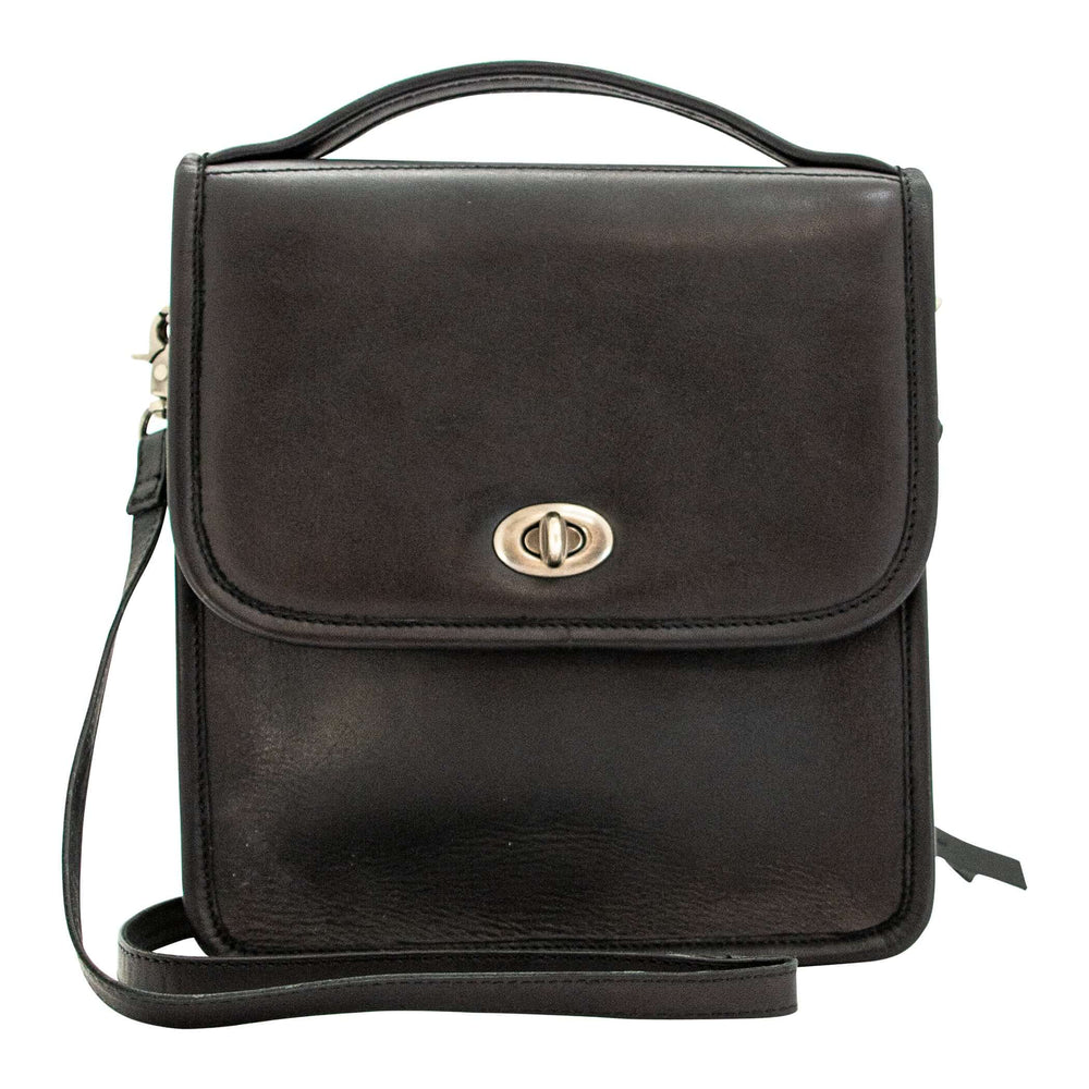 Smith & Wesson Vintage Crossbody Concealed Carry Purse in black leather with nickel hardware.