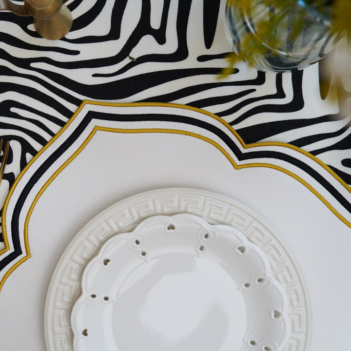 ZEAL WHITE BLACK & GOLD FAUX LEATHER PLACEMAT (Set Of 4)