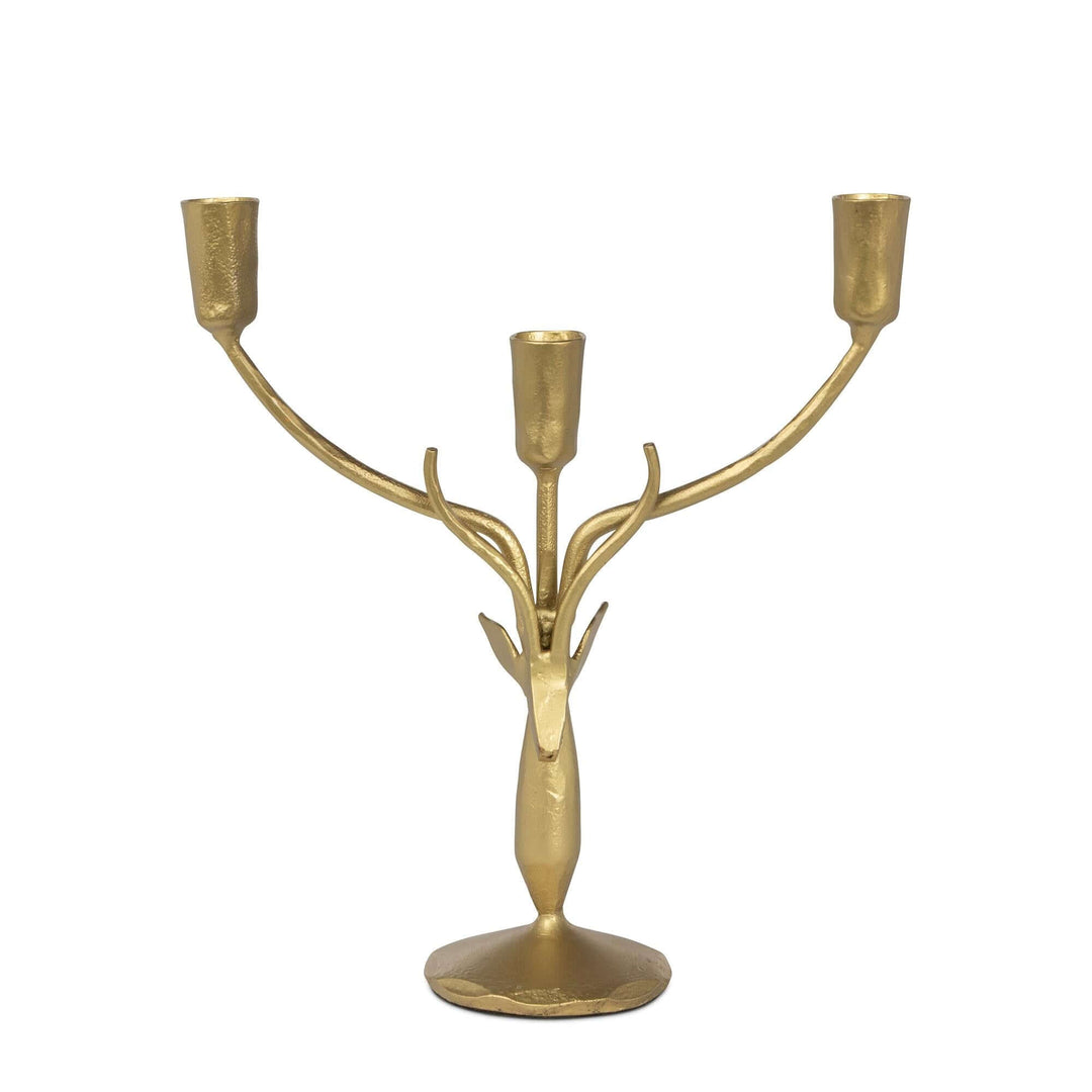Stag Antler Candelabra in Antiqued Gold Iron, Small, alternate view