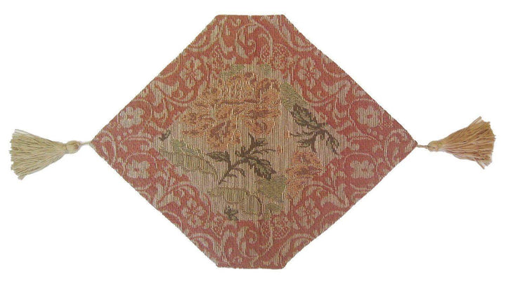 DaDa Bedding Floral Nature Garden Beige Orange Spices Tapestry Table Runner (10072) with golden tassels