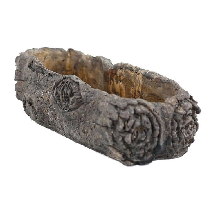 Textured Cement Log Planter shown against a plain background
