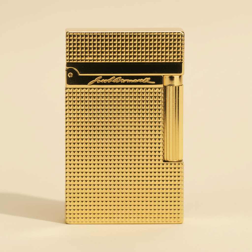 The Royale Handcrafted Solid Brass Lighter by Jacob Bromwell, showcasing luxury design and craftsmanship