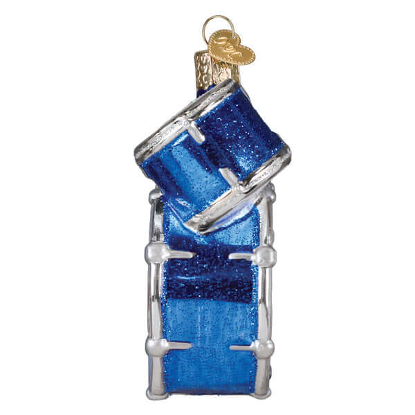 The Who Drum Kit Christmas Ornament with blue sparkle and silver accents, a tribute to legendary rock band for holiday decor.