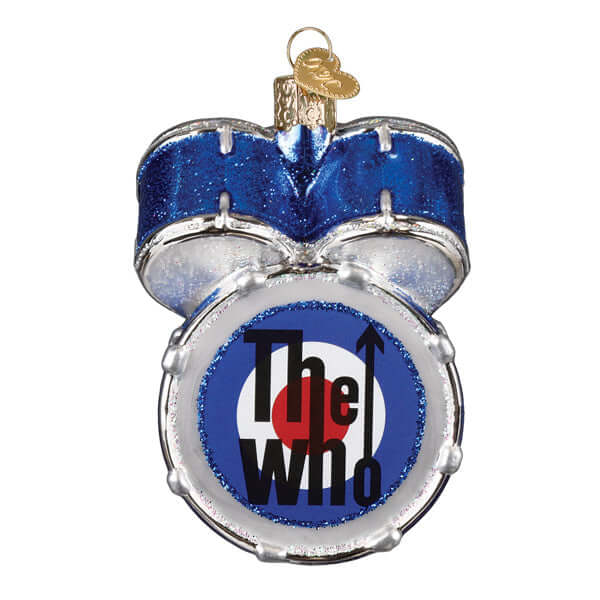 The Who Drum Kit Christmas Ornament featuring blue drums and logo