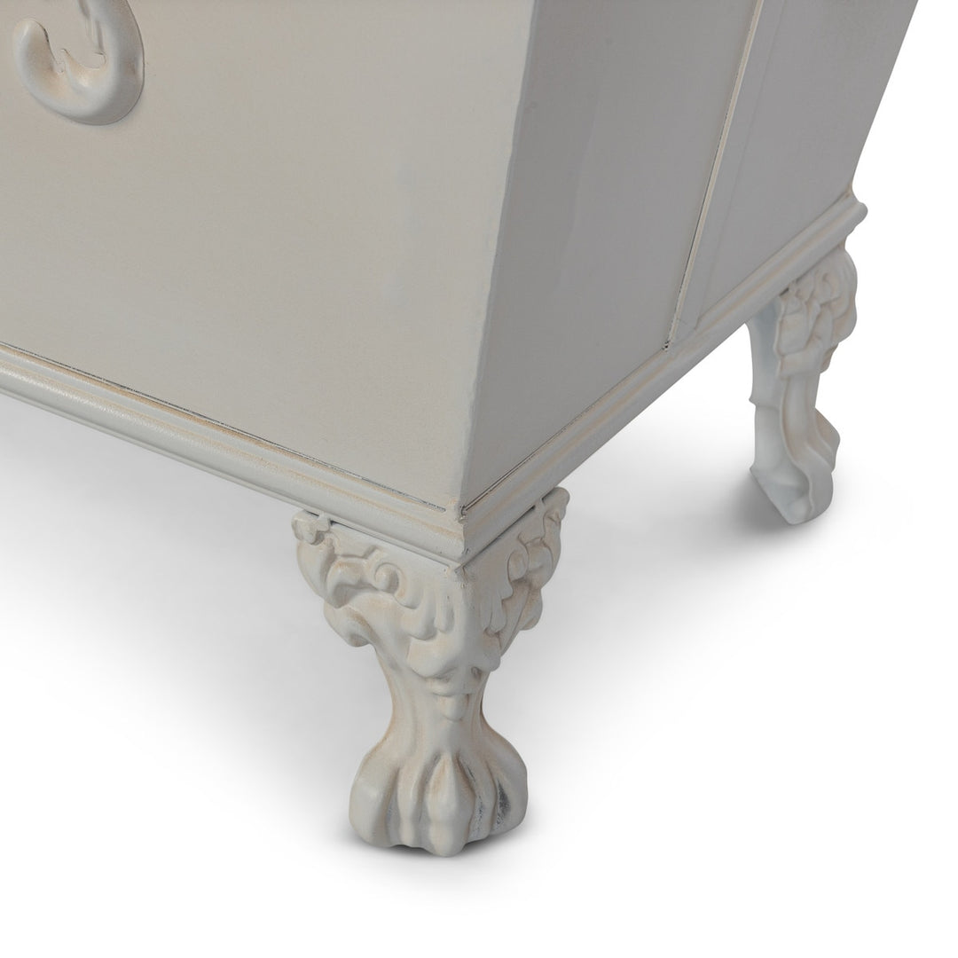 Grand Scroll Rectangular Planter, Antiqued White