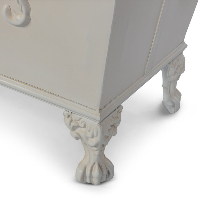 Grand Scroll Rectangular Planter, Antiqued White
