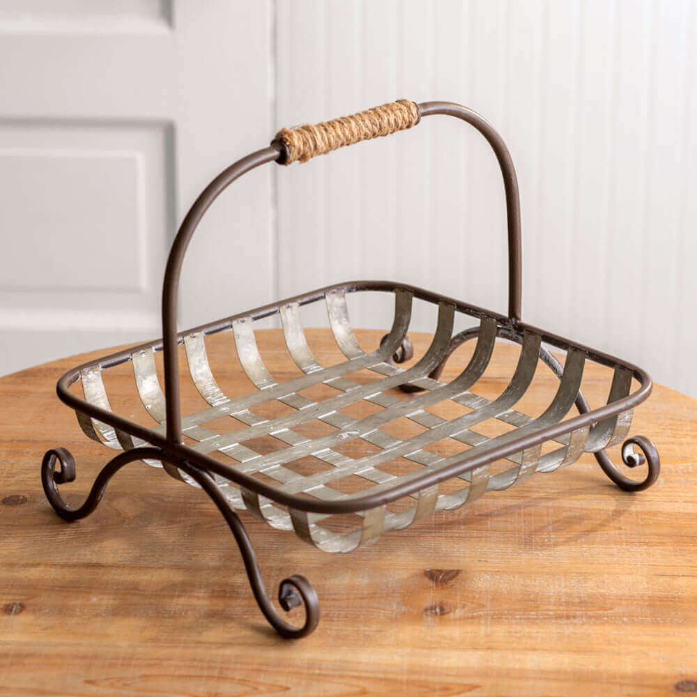 Tobacco Style Vintage Inspired Metal Lattice Basket