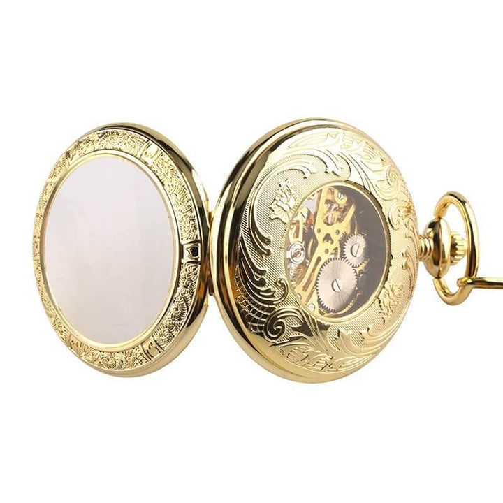 Vintage Silver and Gold Mechanical Pocket Watches with exposed gears and intricate engravings, showcasing timeless elegance.