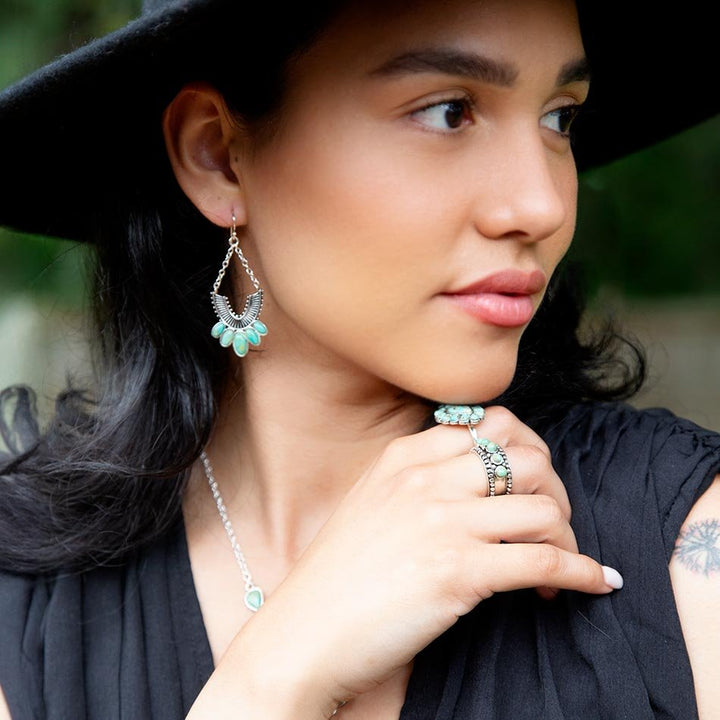 Triple Play Blue Turquoise and Sterling Silver Stack Ring