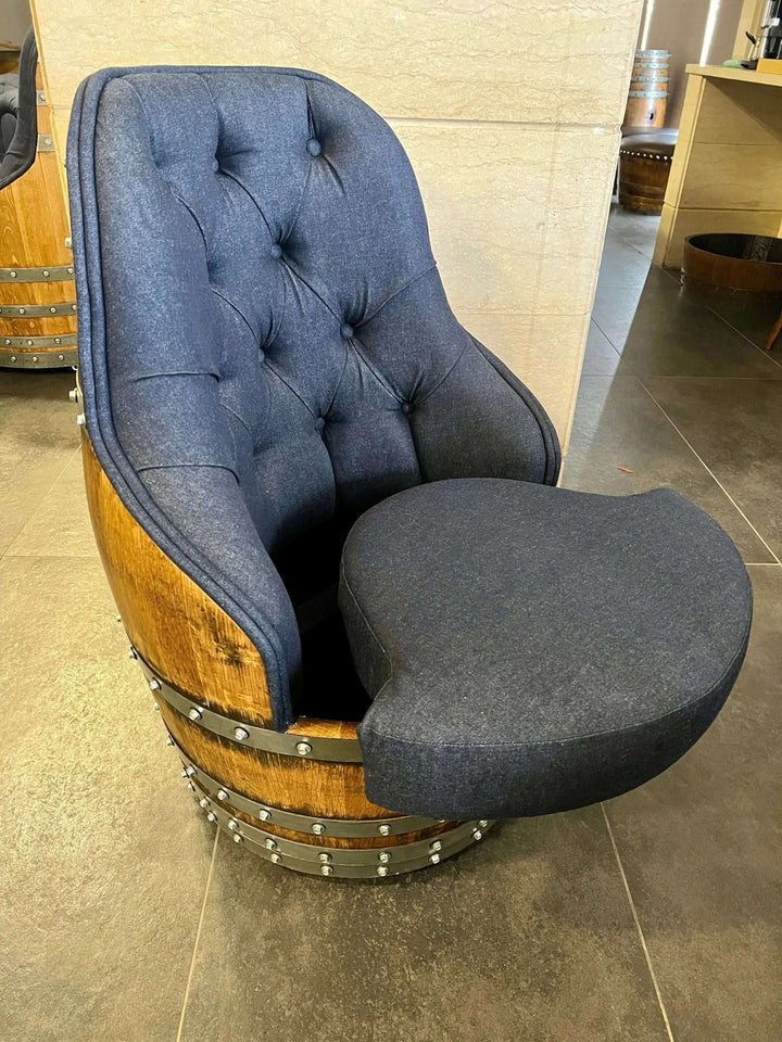 Tufted Vintage Barrel Chair with handcrafted design and soft upholstery, perfect for farmhouse decor and adding elegance to any room.