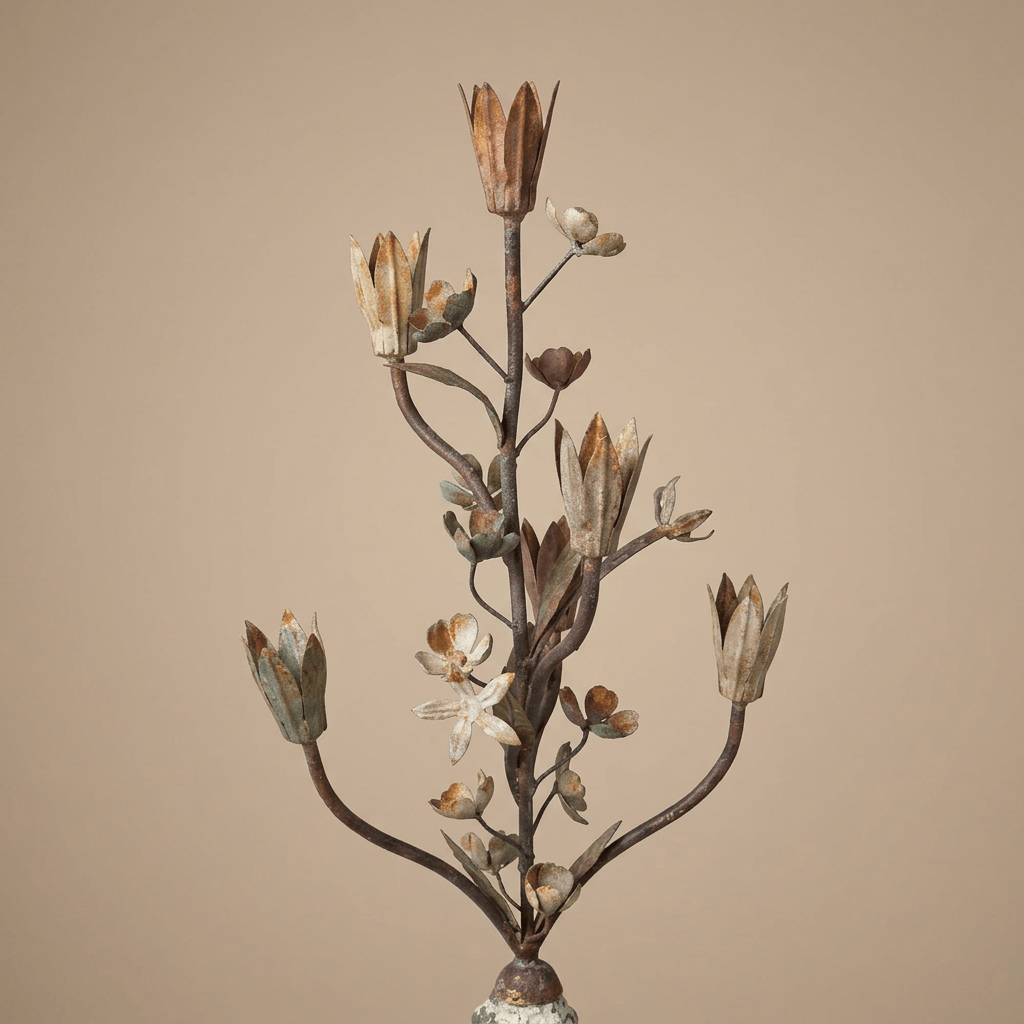 Close view of the Tulip Bouquet Candelabra's branching stems, blossoms and tulip-shaped candle cups