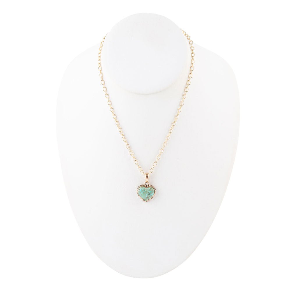 Turquoise Heart Pendant and Bronze Necklace