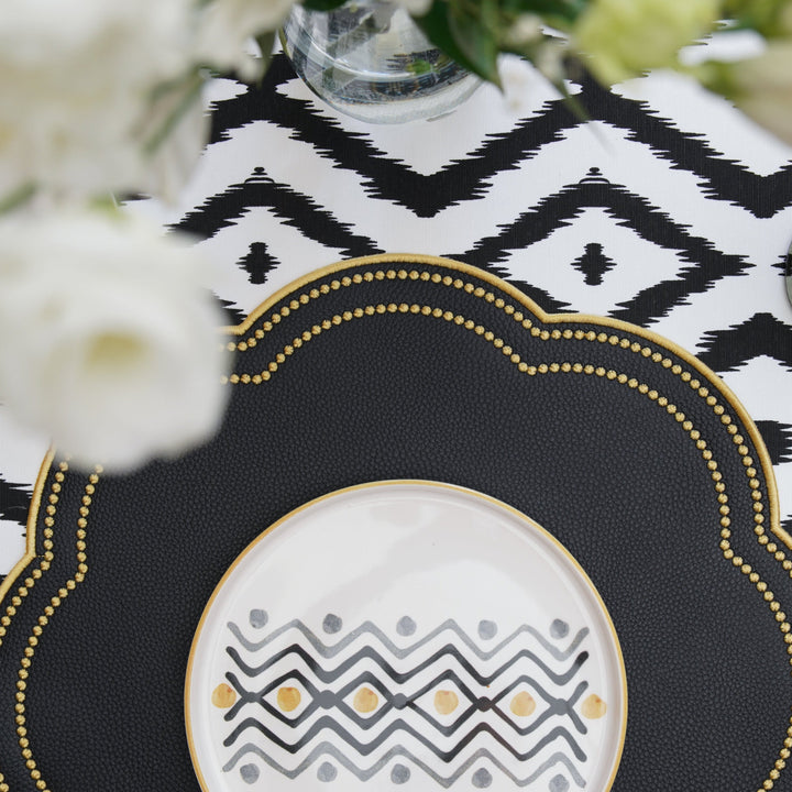 NURTURE BLACK GOLD SCALLOPED FAUX LEATHER PLACEMAT (Set Of 4)