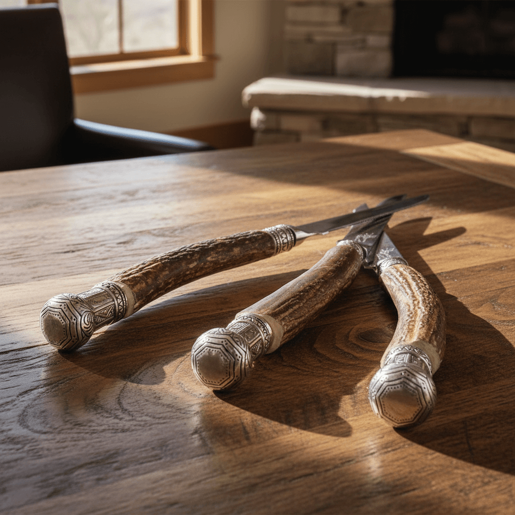Lodge Style Antler Steak Knife Set (6 Knives)