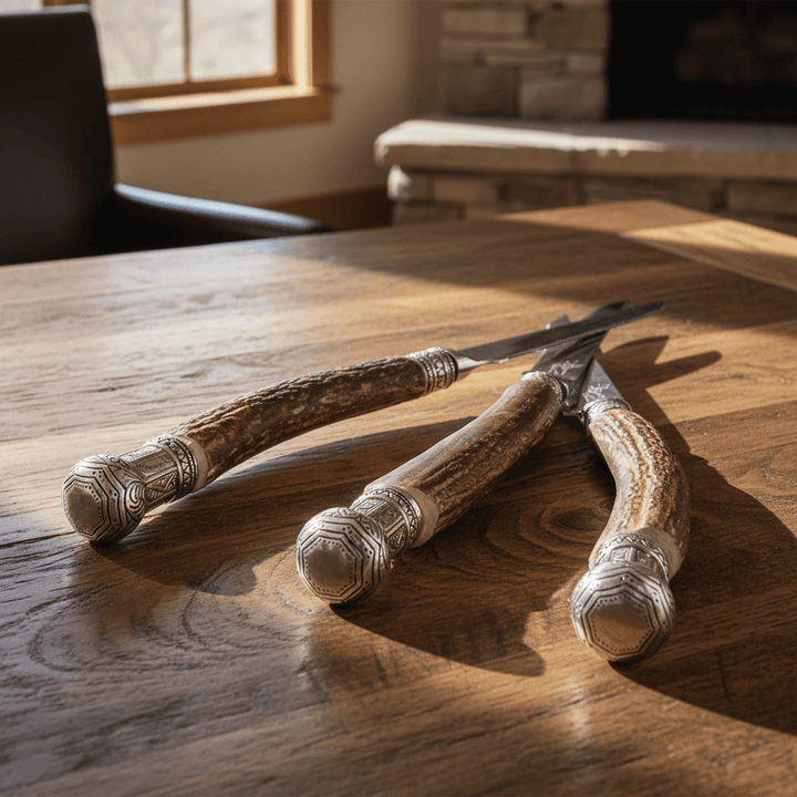 Lodge Style Antler Steak Knife Set (6 Knives)