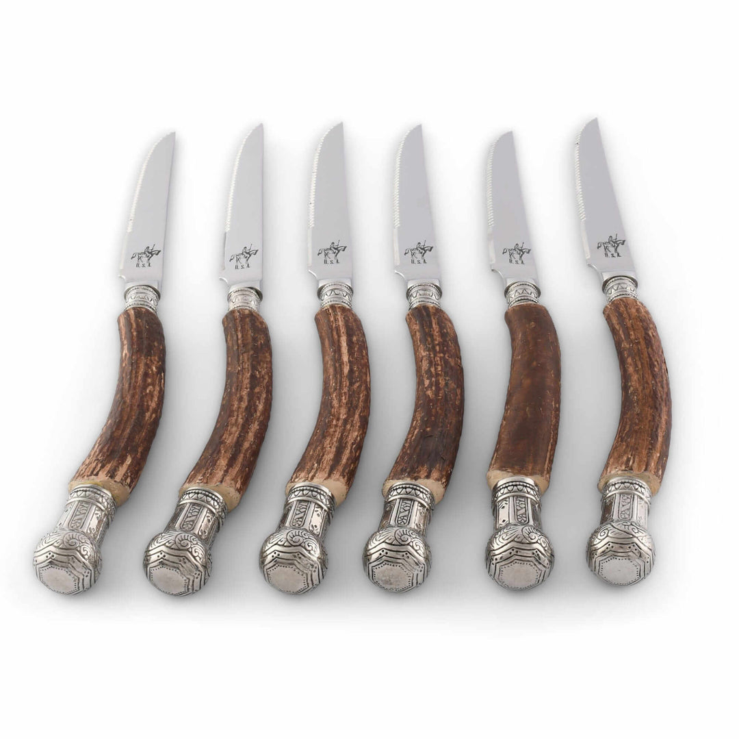 Lodge Style Antler Steak Knife Set (6 Knives)