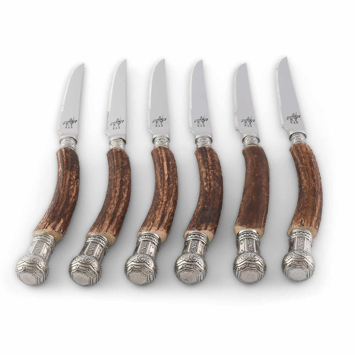Lodge Style Antler Steak Knife Set (6 Knives)