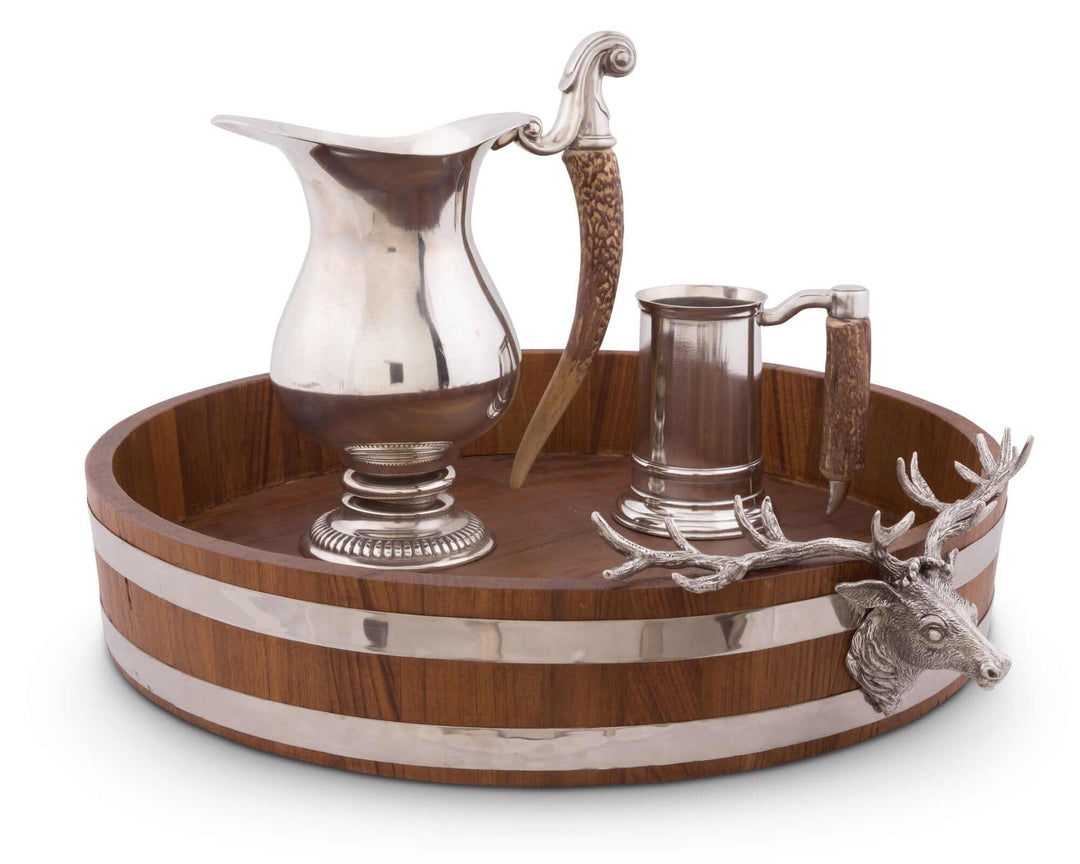 Elk Head Teak Tray