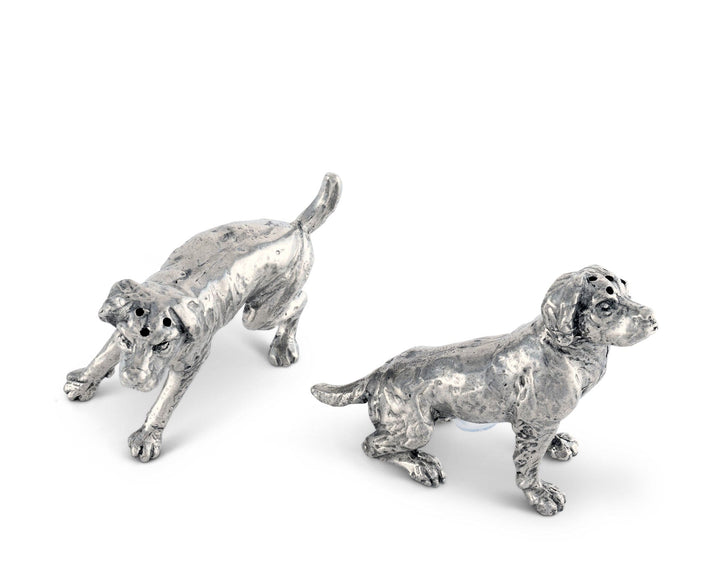 Handcrafted Pewter Spaniel Salt & Pepper Set