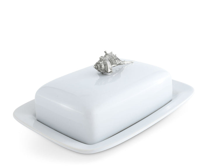 Conch Shell Stoneware Butter Dish