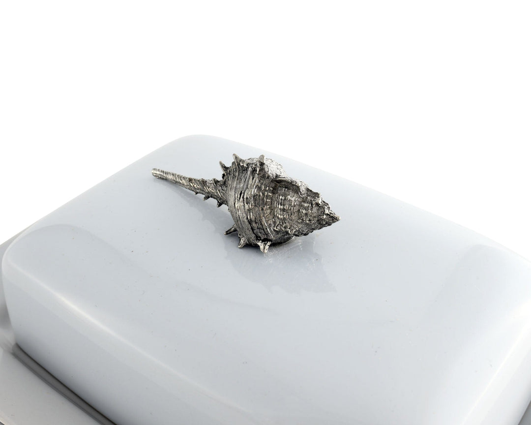 Conch Shell Stoneware Butter Dish