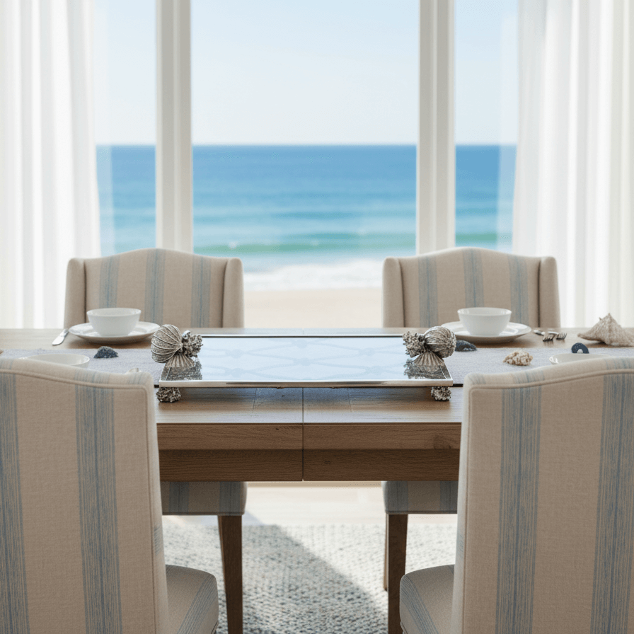 Vintage Pewter Marine Life Glass Tray