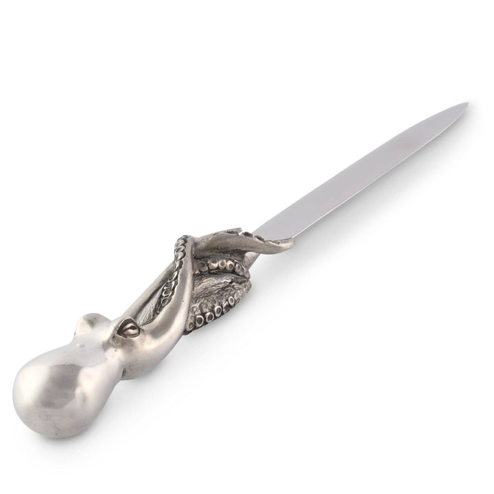 Decorative silver letter opener on a white background