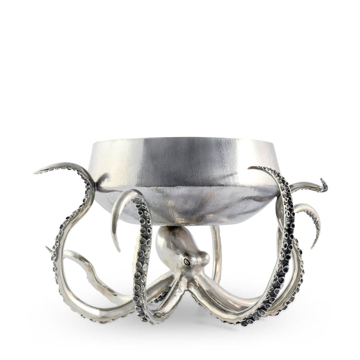 Metallic octopus-shaped bowl on a white background