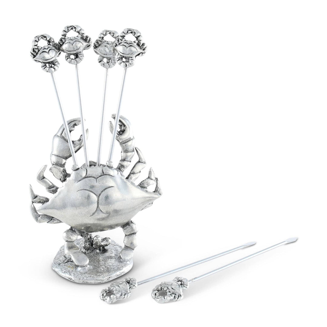 Coastal Pewter Crab Appetizer Pick Set