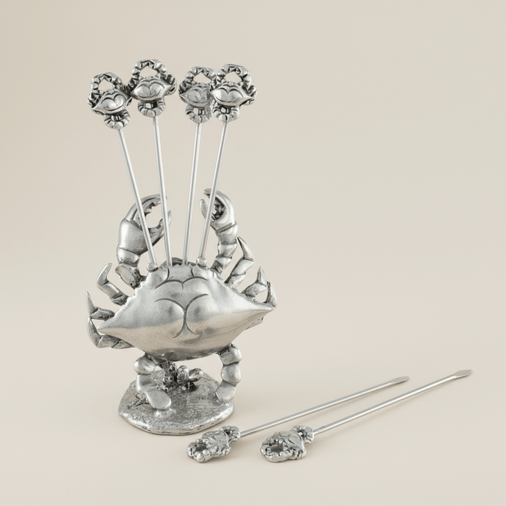 Coastal Pewter Crab Appetizer Pick Set