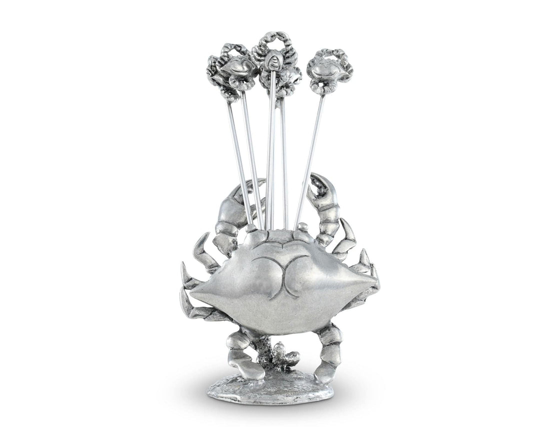 Coastal Pewter Crab Appetizer Pick Set