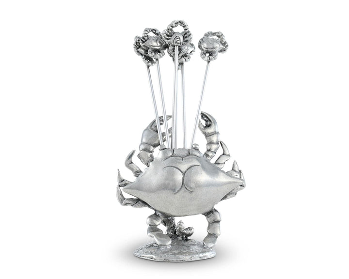 Coastal Pewter Crab Appetizer Pick Set